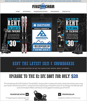 First Chair Rentals website