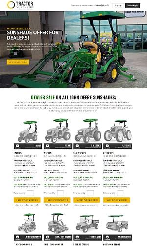 Tractor Sunshade John Deere dealer offer website